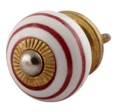 Cherry Striped Small Ceramic Cabinet Knobs