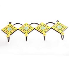 Yellow And Turquoise Tiny Flower Ceramic Tiles Hooks Online