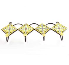 Yellow And White Tiny Flower Ceramic Tiles Hooks