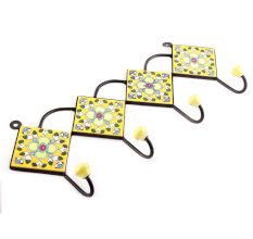 Yellow And White Tiny Flower Ceramic Tiles Hooks