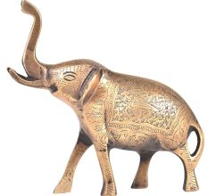 Vintage Brass Elephant Figurine With Raised Trunk