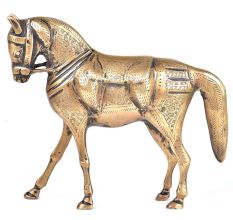 Standing Finely Engraved Brass Horse Sculpture