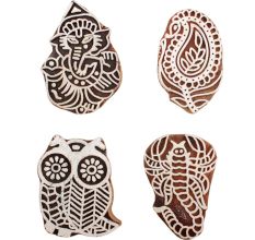 Set of 4 Piece New Mix Wooden Printing Block