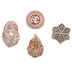 Set of 4 Piece New Mix Wooden Printing Block