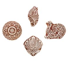 Set of 4 Piece New Mix Wooden Printing Block
