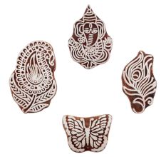 Set of 4 Piece New Mix Wooden Printing Block