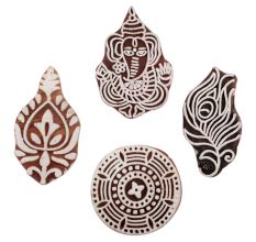 Set of 4 Piece New Mix Wooden Printing Block