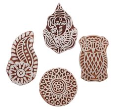 Set of 4 Piece New Mix Wooden Printing Block