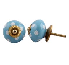 Sky Blue Dotted Ceramic Knob