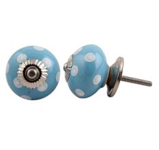 Sky Blue Dotted Ceramic Knob
