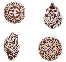 Set of 4 Piece New Mix Wooden Printing Block