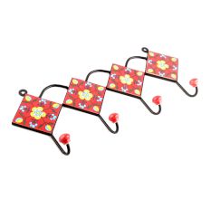 Red And Yellow Ceramic Floral Tiles Hooks