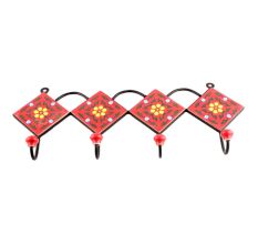 Red And Yellow Tiny Flower Ceramic Tiles Hooks