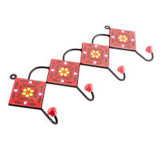 Red And Yellow Tiny Flower Ceramic Tiles Hooks