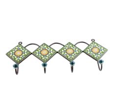 Forest Green Ceramic Floral Tiles Hooks Online