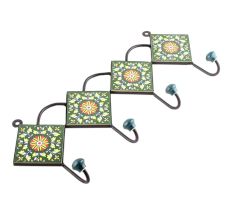 Forest Green Ceramic Floral Tiles Hooks Online