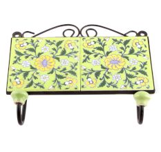 Lime Green Ceramic Floral Tiles Hooks