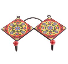 Red Ceramic Floral Tiles Hooks