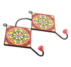 Red Ceramic Floral Tiles Hooks