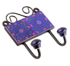 Navy Blue And Red Ceramic Flower Tiles Hooks Online