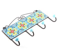 Turquoise And Red Tiny Flower Ceramic Tiles Hooks Online