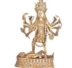 Brass Ten Armed Ma Kali Hindu Goddess Statue