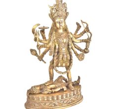 Brass Ten Armed Ma Kali Hindu Goddess Statue