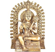 Brass Lord Hanuman on Throne Statue
