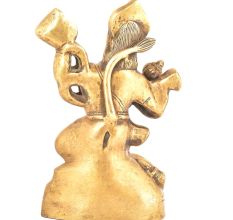Handcrafted Brass Hanuman Statue Holding Mountain Of Herbs