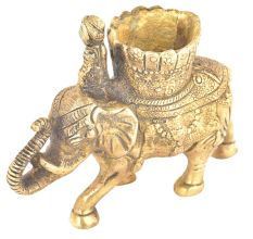 Vintage Brass Elephant Candle Holder 