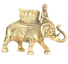 Vintage Brass Elephant Candle Holder 
