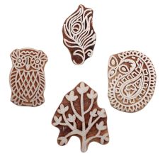 Set of 4 Piece New Mix Wooden Printing Block