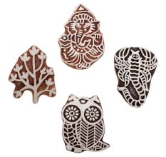 Set of 4 Piece New Mix Wooden Printing Block