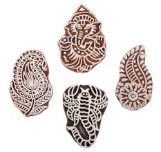 Set of 4 Piece New Mix Wooden Printing Block