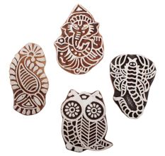 Set of 4 Piece New Mix Wooden Printing Block
