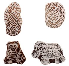 Set of 4 Piece New Mix Wooden Printing Block