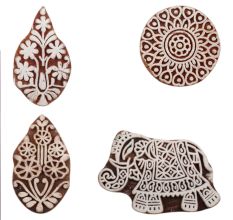 Set of 4 Piece New Mix Wooden Printing Block