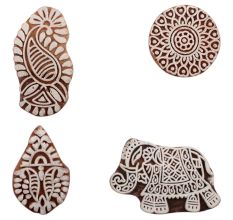 Set of 4 Piece New Mix Wooden Printing Block