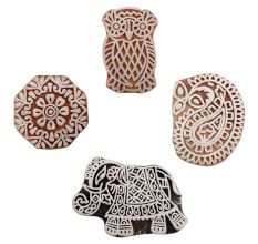Set of 4 Piece New Mix Wooden Printing Block