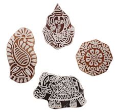 Set of 4 Piece New Mix Wooden Printing Block