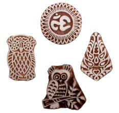 Set of 4 Piece New Mix Wooden Printing Block