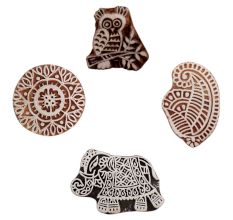 Set of 4 Piece New Mix Wooden Printing Block
