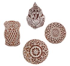 Set of 4 Piece New Mix Wooden Printing Block