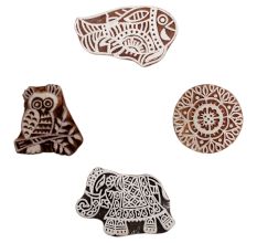 Set of 4 Piece New Mix Wooden Printing Block