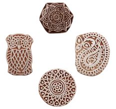 Set of 4 Piece New Mix Wooden Printing Block
