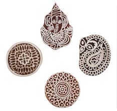 Set of 4 Piece New Mix Wooden Printing Block