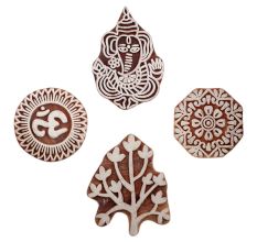 Set of 4 Piece New Mix Wooden Printing Block