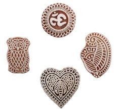 Set of 4 Piece New Mix Wooden Printing Block