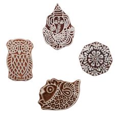 Set of 4 Piece New Mix Wooden Printing Block