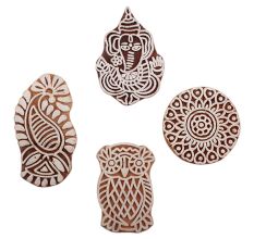 Set of 4 Piece New Mix Wooden Printing Block